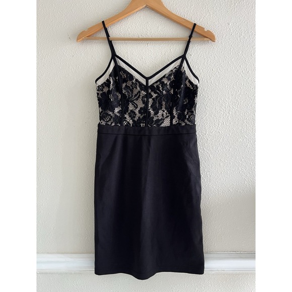 Forever 21 Dresses & Skirts - Forever 21 Y2K Black Laced Mesh Dress Bodycon Size Medium Whimsigoth Coquette